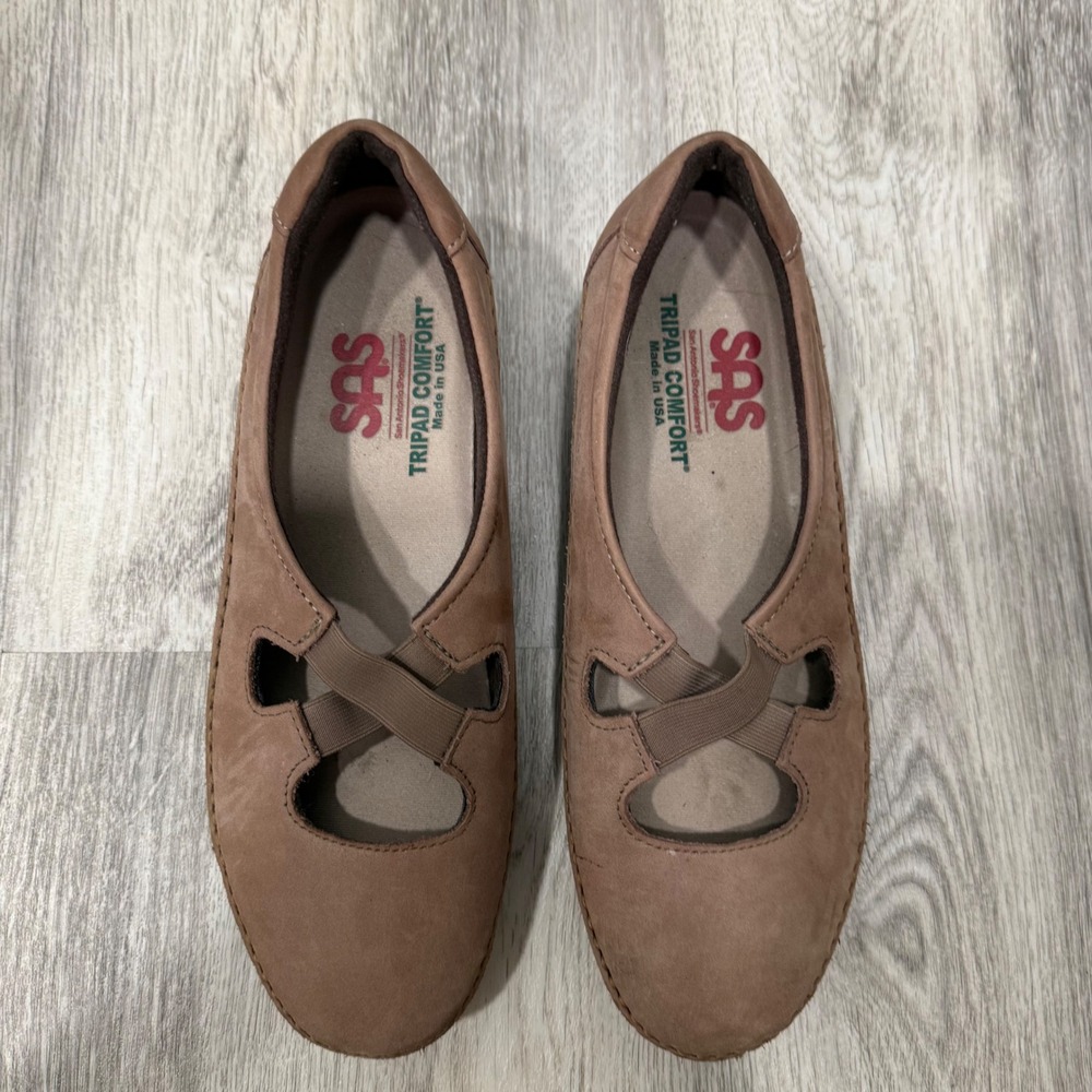 SAS Tripad Comfort Mary Jane Flats Brown Nubuck Leather 8.5 N Made in USA - Picture 3 of 8